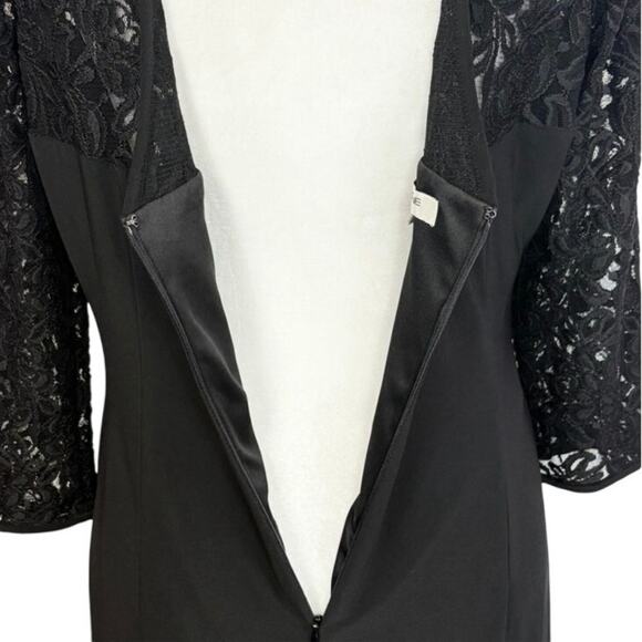 Evan Picone Formal Black Sheer Lace Yoke 3/4 Sleeve Sheath Dress Size 14 - Picture 13 of 15
